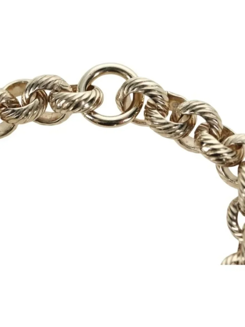 CHANEL Logo Bracelet metal Champagne Gold CC Auth 178800SM